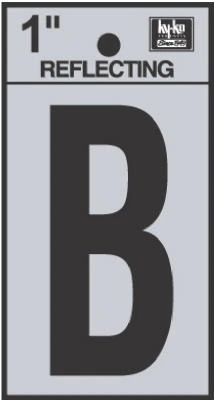 House Address Letter B, Reflective Black/Silver Vinyl, Adhesive, 1-In.