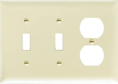 Pass & Seymour Wall Plate, 3-Gang, 2-Toggle & 1-Duplex, Urea, Ivory