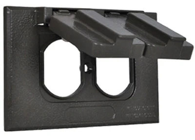 Weatherproof Horizontal Flip Cover for Single Gang Electrical Box in Bronze Finish