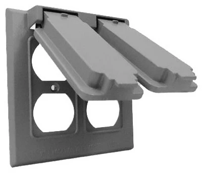 Gray Weatherproof Flip Cover For Double Gang Devices - Model 2c-2d