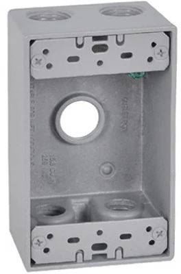 Gray Weatherproof 1-gang Rectangular Outlet Box With Five 1/2-inch Holes