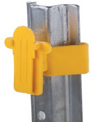 Electric Fence Insulator, U-Post Tape, Yellow, 25-Pk.