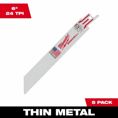 Metal-Cut Reciprocating Saw Blades, Bi-Metal, 24 TPI, 6 In., 5-Pk.