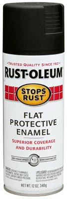 Stops Rust Spray Enamel, Flat Black, 12-oz.