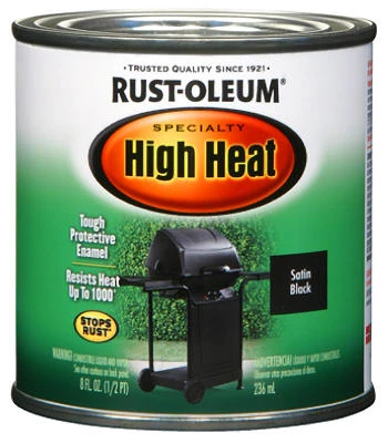 Specialty Barbecue High Heat Paint, Black Satin Finish, 1/2-Pint