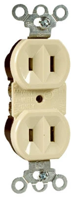 Duplex Outlet, Ivory, 2-pole, 2-wire Ground, 15-amp, 125-volt
