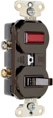Pass and Seymour Single-Pole Switch with Pilot Light, Brown, 15 Amp, 120 to 125 Volt