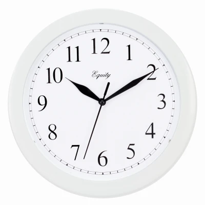 Equity Quartz Wall Clock, White, 10 In.