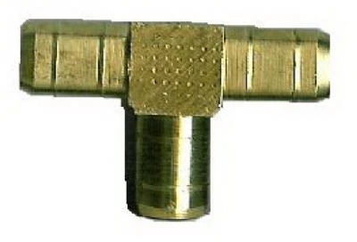 Brass Hose Barb Tee Pipe Fitting, Three Eighths Inch Inner Diameter