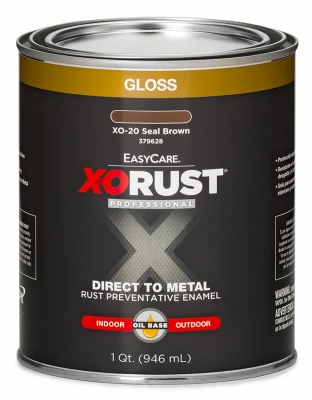 X-O Rust Premium Anti-Rust Oil-Base Enamel, Seal Brown Gloss, 1 Qt.