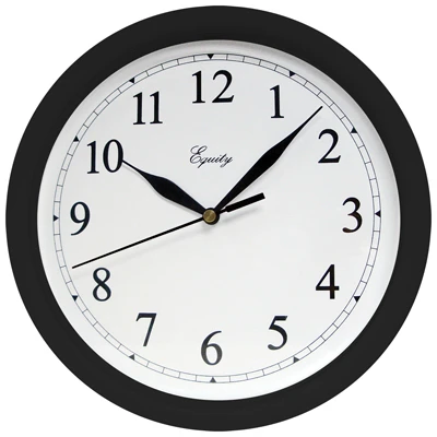 Equity Quartz Wall Clock, Black, 10 In.