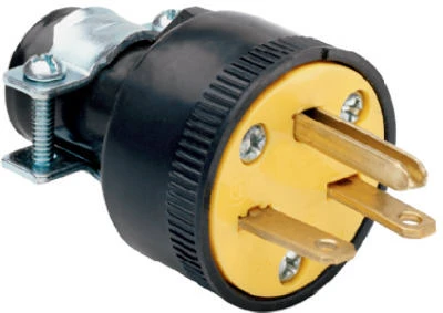 Pass and Seymour Black Rubber Construction Plug, 2-Pole 3-Wire, 15 Amp, 125 Volt