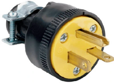 Pass & Seymour Rubber Construction Plug, Black, 2-Pole/3-Wire, 20A, 250-Volt