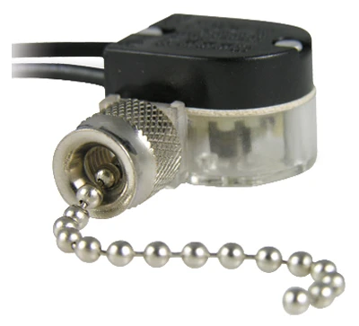 Pull Chain Switch, Nickel-Plated, Single-Pole/Single-Throw,  6-Amp