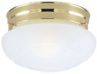 7-inch Polished Brass Flush Mount Ceiling Light Fixture With Satin White Glass