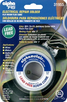 Lead-Free Electrical Solder, 3-oz., .062-Diameter