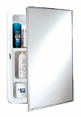 Medicine Cabinet, Stainless Steel Frame, 16-1/8 x 20-1/8 In.