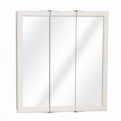 Tri-View Mirror Medicine Cabinet White Wood 23 and 3 Quarter by 25 and 5 Eighth Inches