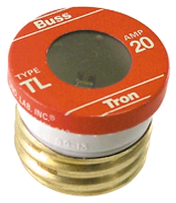 Plug Fuse, Type TL, Time Delay, 20-Amp, 3-Pk.