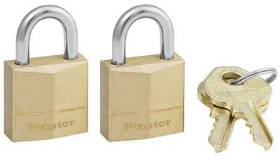 Solid-Brass Keyed-Alike Padlocks, Pin Tumbler, 2-Pack, 3/4-In.