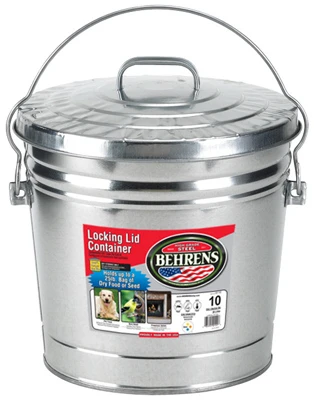 Galvanized Steel Trash Can, 10 Gallons