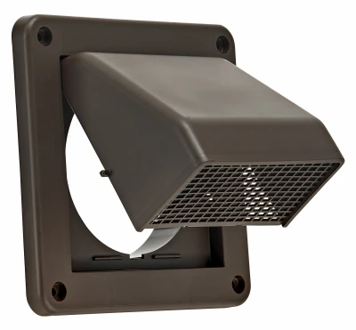 4 Inch Fresh Air Intake Vent with Removable Screen Brown Plastic