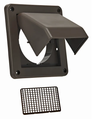 4 Inch Fresh Air Intake Vent with Removable Screen Brown Plastic