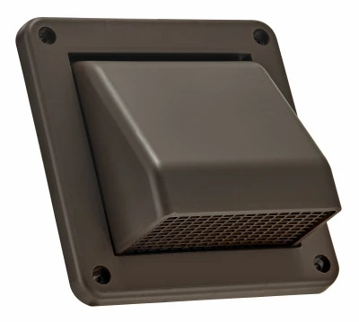 4 In. Fresh Air Intake Vent, Removable Screen, Brown Plastic