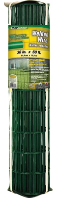 Welded Wire Fence, Green Vinyl Coated, 14 Gauge, 4 x 2-In. Mesh, 36-In. x 50-Ft.