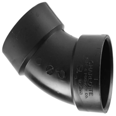 ABS/DWV 45-Degree Ell, 1/8 Bend, Hub x Hub, 4 In.