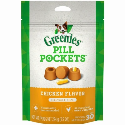 Pill Pockets Dog Treats, Chicken Flavor, Large Dog, 7.9 oz.