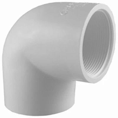 Schedule 40 Pipe Elbow, 90-Degree Reducing, Slip x Female Thread, White, 3/4 x 1/2 In.