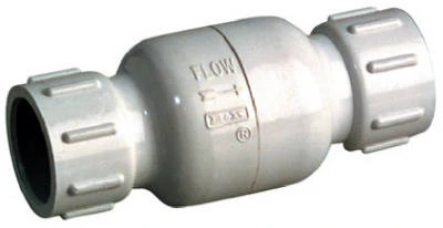 PVC Check Valve, Threaded, White, Schedule 40, 1-1/4 In.