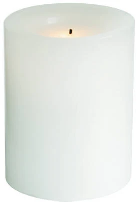 Flameless Candle, Pillar With Timer, White Wax, 4 In.