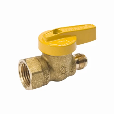Gas Heater Ball Valve, Forged Brass, 9/16 x 1/2 In.