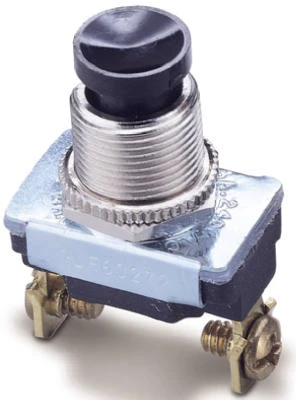 6a Single-pole/single-throw Push Button Switch - Momentary Contact, Black