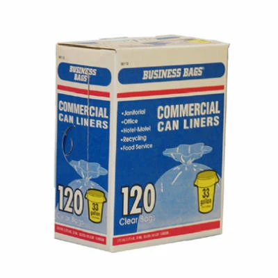 Institutional Trash Bags, Clear, 33 Gallons, 120-Ct.