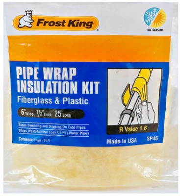 Fiberglass Pipe Wrap Insulation Kit, 6 x 1/2 In. x 25 Ft.