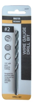 #2 3-7/8-inch Black Oxide Wire Gauge Drill Bit With 135 Split Point Design