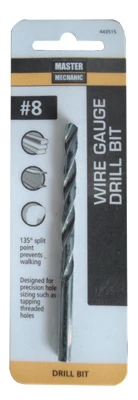 Number 8 Size 3 and 5 Eighths Inch Wire Gauge Drill Bit with Black Oxide Finish