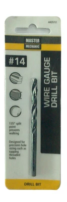 Number 14 Size 3 and 3/8 Inch Wire Gauge Drill Bit with Black Oxide Finish