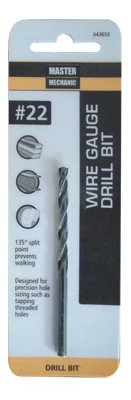 Number 22 Size 3 and 1 Quarter Inch Wire Gauge Drill Bit with Black Oxide Finish