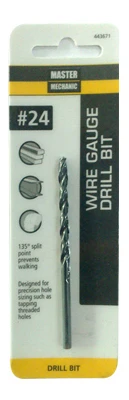 #24 3-1/8 In. Wire Gauge Drill Bit, Black Oxide