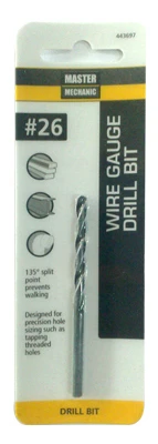 Number 26 Size 3 Inch Black Oxide Wire Gauge Drill Bit