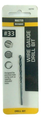 Number 33 Size 2 and 5 eighths Inch Black Oxide Wire Gauge Drill Bit