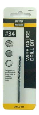 Number 34 Size 2 and 5 eighths Inch Black Oxide Wire Gauge Drill Bit