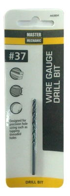 Number 37 Size 2 and 1/2 Inch Wire Gauge Drill Bit with Black Oxide Finish