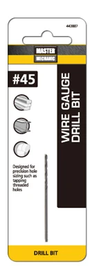 #45 2-1/8-inch Black Oxide Wire Gauge Drill Bit, Jobber Length