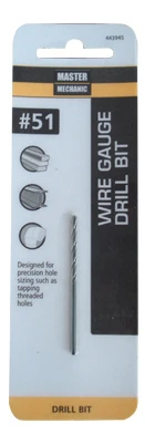Number 51 2 Inch Wire Gauge Drill Bit with Black Oxide Finish