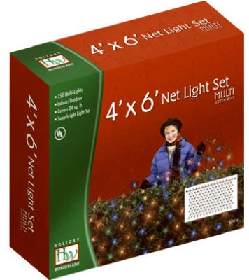 Christmas Net Light Set, Multi-color, 150 Lights, 4' X 6'